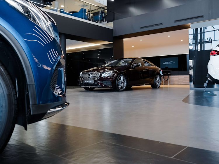 Mercedes-Benz in car dealership